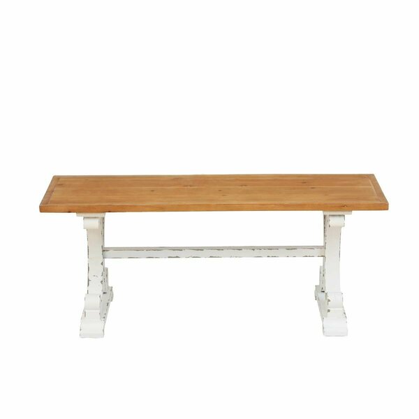 Kd Vestidor Farmhouse Distressed White & Natural Wood Coffee Table KD3268852